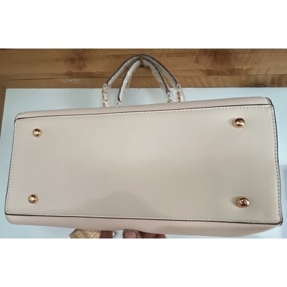 NWT Max Studio Pebble Grain Double Handle Tote Bag Chain Straps Ivory Color - Picture 11 of 12
